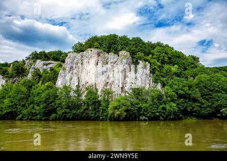 Gorge du Danube, Donaudurchbruch, Weltenburg, Allemagne, Europe. La gorge du Danube se trouve sur la partie basse-Bavière du Danube entre la ville de Ke Banque D'Images