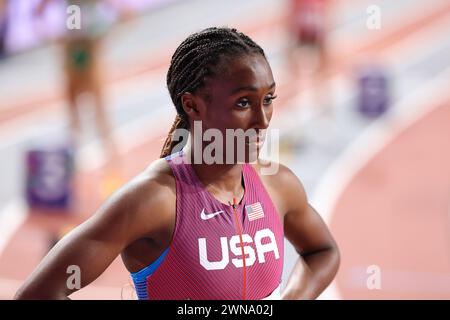 Glasgow, ecosse, 01 mars 202, Talitha Diggs (USA, 400 mètres) lors des Championnats du monde d'athlétisme 2024 à l'Emirates Arena, Glasgow le vendredi 1er mars 2024. (Photo : Pat Scaasi | mi News) Banque D'Images