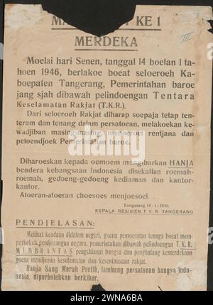 Propagande de guerre indonésienne : Makloemat Ke-1. Merdeka ! Banque D'Images