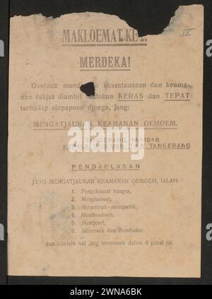 Propagande de guerre indonésienne : Makloemat Ke-2 Merdeka! Banque D'Images