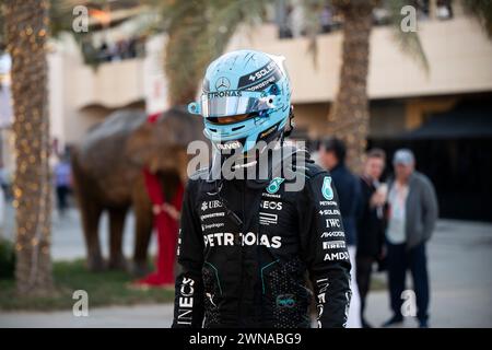 Sakhir, Bahreïn. 1er mars 2024. GEORGE RUSSELL (GBR) de Mercedes #63 après FP3 lors du Grand Prix de formule 1 de Bahreïn. (Crédit image : © Taidgh Barron/ZUMA Press Wire) USAGE ÉDITORIAL SEULEMENT! Non destiné à UN USAGE commercial ! Banque D'Images