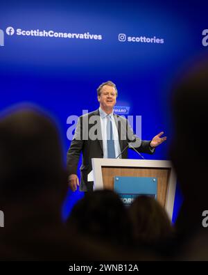 Aberdeen, Écosse, Royaume-Uni. 1er mars 2024. Conférence conservatrice écossaise 2024 : RT Hon. Alister Jack, député secrétaire d'État pour l'Écosse, s'exprimant à la Conférence conservatrice écossaise au P&J Live Events, Aberdeen, Écosse, Royaume-Uni crédit : Kay Roxby/Alamy Live News Banque D'Images