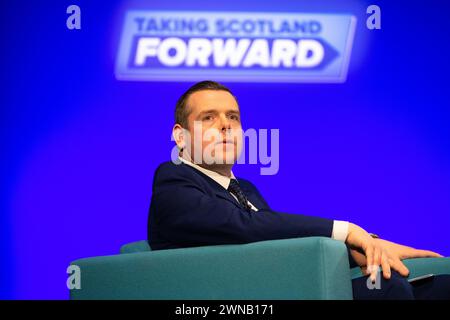 Aberdeen, Écosse, Royaume-Uni. 1er mars 2024. Conférence conservatrice écossaise 2024 : Douglas Ross à la Conférence conservatrice écossaise au P&J Live Events, Aberdeen, Écosse, Royaume-Uni crédit : Kay Roxby/Alamy Live News Banque D'Images