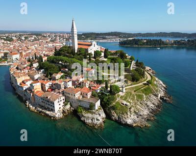 Vue aérienne du village historique de Rovinj, Istrie, Croatie Banque D'Images