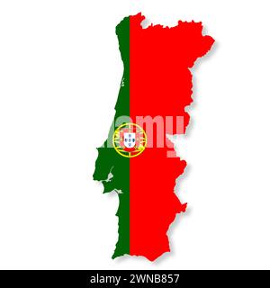 Carte du drapeau du Portugal avec chemin de détourage Banque D'Images