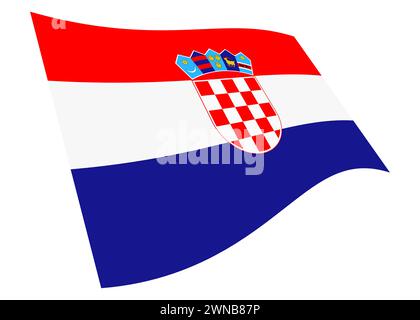 Croatie agitant le drapeau avec le chemin de détourage Banque D'Images