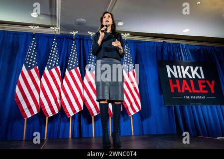 Washington, États-Unis. 01 mars 2024. Nikki Haley s'exprimant lors d'un événement de campagne à l'hôtel Madison à Washington, DC. (Photo de Michael Brochstein/Sipa USA) crédit : Sipa USA/Alamy Live News Banque D'Images