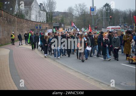 Vendredi pour future Demo Flensburg, Schleswig-Holstein, Demonstrantenmenge auf der Straße Süderhofenden. Aufnahme vom 01.03.2024, Flensburg, Innenstadt *** vendredi pour la future Demo Flensburg, Schleswig Holstein, foule de manifestants dans la rue Süderhofenden photo prise le 01 03 2024, Flensburg, centre ville Banque D'Images