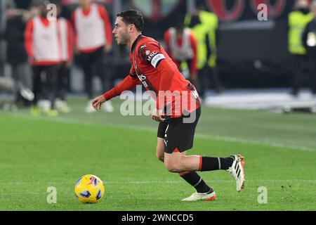 Rome, Latium. 01 mars 2024. Davide Calabria de l'AC Milan lors du match de Serie A entre Lazio et Milan au stade olympique, Italie, le 1er mars 2024. Crédit : massimo insabato/Alamy Live News Banque D'Images