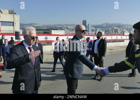 Beyrouth, Liban. 01 mars 2024. Le Liban célèbre la Journée internationale de la protection civile à Beyrouth, Liban, le 1er mars 2024. L'événement comportait un défilé d'équipes de défense civile. (Photo par Elisa Gestri/Sipa USA) crédit : Sipa USA/Alamy Live News Banque D'Images