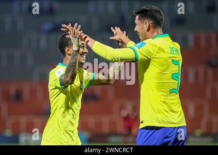 MENDOZA, ARGENTINE - 24 MAI : Jean Pedroso, du Brésil, célèbre son but lors de la Coupe du monde U20 de la FIFA, Argentine 2023, entre le Brésil et Domi Banque D'Images