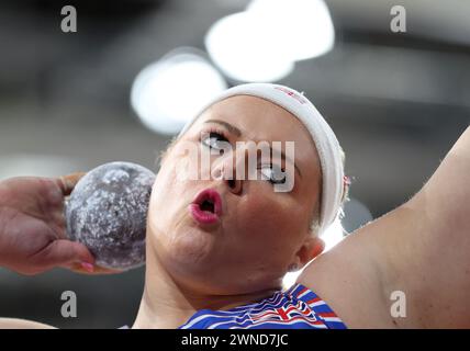 Glasgow, Grande-Bretagne. 1er mars 2024. Amelia Campbell, de Grande-Bretagne, participe à la finale féminine des Championnats du monde d'athlétisme en salle 2024 à Glasgow, Grande-Bretagne, le 1er mars 2024. Crédit : Li Ying/Xinhua/Alamy Live News Banque D'Images