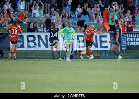 Brisbane, Australie. 02 mars 2024. Brisbane, Australie, 2 mars 2024 : Tameka Yallop (13 Brisbane) marque le premier but pour Brisbane lors du match de Liberty A League entre Brisbane Roar et Melbourne City FC à Perry Park (Promediapix/SPP) crédit : SPP Sport Press photo. /Alamy Live News Banque D'Images
