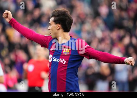 Barcelone, Espagne. 24 février 2024. Joao Felix du FC Barcelone lors du match la Liga EA Sports entre le FC Barcelone et Getafe CF a joué au stade Lluis Companys le 24 février 2024 à Barcelone, en Espagne. (Photo de Alex Carreras/Imago) crédit : Presinphoto SPORT AGENCY/Alamy Live News Banque D'Images