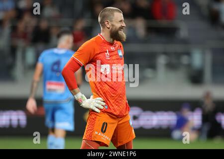 Sydney, Australie. 02 mars 2024. Andrew Redmayne du Sydney FC réagit lors de l'Isuzu UTE A League match entre les Western Sydney Wanderers et le Sydney FC au CommBank Stadium, Sydney, Australie, le 2 mars 2024. Photo de Peter Dovgan. Utilisation éditoriale uniquement, licence requise pour une utilisation commerciale. Aucune utilisation dans les Paris, les jeux ou les publications d'un club/ligue/joueur. Crédit : UK Sports pics Ltd/Alamy Live News Banque D'Images