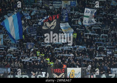 Rome, Italie. 01 mars 2024. La courbe du Lazio pendant le match de série A entre le SS Lazio et l'AC Milan au stade Olimpic le 1er mars 2024 à Rome, italie (photo par Agostino Gemito/Pacific Press) crédit : Pacific Press Media production Corp./Alamy Live News Banque D'Images