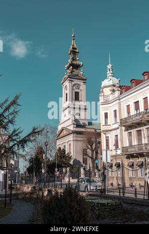 Belgrade, Serbie - 8 fév 2024 : L'église Cathédrale de préparé Michel l'Archange est une église cathédrale orthodoxe serbe dans le centre de Belgrade, Ser Banque D'Images