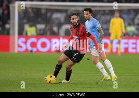 Roma, Italie. 01 mars 2024. Yacine Adli de l'AC Milan pendant le match de Serie A Football, Lazio vs Milan, 1er mars 2024 (photo par AllShotLive/Sipa USA) crédit : Sipa USA/Alamy Live News Banque D'Images