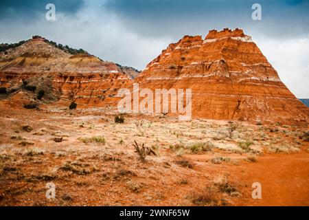 Journée nuageuse au parc d'État de Palo Duro Canyon, Texas Banque D'Images