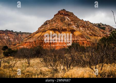 Journée nuageuse au parc d'État de Palo Duro Canyon, Texas Banque D'Images