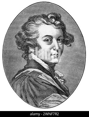 Portrait de Sir Joshua Reynolds 19ème siècle ; illustration en noir et blanc de 'notre propre pays' un guide descriptif, historique et pictural du Royaume-Uni publié à la fin des années 1880 par Cassell, Petter, Galpin & Co. Photos historiques de Briatin. Banque D'Images