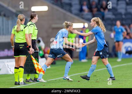 Sydney, Australie. 02 mars 2024. Lucy Johnson remplace Taylor Ray lors du match de A-League Women Rd18 entre les Western Sydney Wanderers et le Sydney FC au CommBank Stadium le 2 mars 2024 à Sydney, Australie crédit : IOIO IMAGES/Alamy Live News Banque D'Images