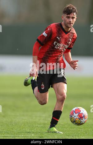 Milan, Italie. 28 février 2024. Diego Sia de l'AC Milan lors du match de l'UEFA Youth League au Centro Sportivo Vismara, Milan. Le crédit photo devrait se lire : Jonathan Moscrop/Sportimage crédit : Sportimage Ltd/Alamy Live News Banque D'Images
