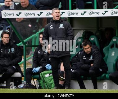 Édimbourg, Royaume-Uni. 02 mars 2024. Scottish Premiership - Hibernian FC v Ross County FC 02/03/2024 Hibs' Head Coach, Nick Montgomery, dans le rôle d'Hibernian face au Ross County en Scottish Premiership au Easter Road Stadium, Édimbourg, Royaume-Uni crédit : Ian Jacobs/Alamy Live News Banque D'Images