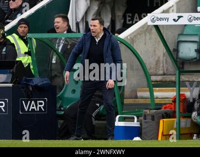 Édimbourg, Royaume-Uni. 02 mars 2024. Scottish Premiership - Hibernian FC contre Ross County FC 02/03/2024 le manager du comté de Ross, Don Cowie, prend le rôle d'Hibernian contre Ross County en Scottish Premiership au Easter Road Stadium, Édimbourg, Royaume-Uni crédit : Ian Jacobs/Alamy Live News Banque D'Images