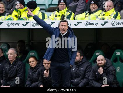 Édimbourg, Royaume-Uni. 02 mars 2024. Scottish Premiership - Hibernian FC contre Ross County FC 02/03/2024 le manager du comté de Ross, Don Cowie, prend le rôle d'Hibernian contre Ross County en Scottish Premiership au Easter Road Stadium, Édimbourg, Royaume-Uni crédit : Ian Jacobs/Alamy Live News Banque D'Images