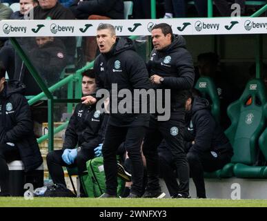 Édimbourg, Royaume-Uni. 02 mars 2024. Scottish Premiership - Hibernian FC v Ross County FC 02/03/2024 Hibs' Head Coach, Nick Montgomery, dans le rôle d'Hibernian face au Ross County en Scottish Premiership au Easter Road Stadium, Édimbourg, Royaume-Uni crédit : Ian Jacobs/Alamy Live News Banque D'Images