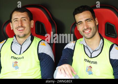 Sevilla, Espagne. 2 mars 2024. (G-d) Mikel Oyarzabal, Mikel Merino (Sociedad) Football/Football : match espagnol 'LaLiga EA Sports' entre Sevilla FC 3-2 Real Sociedad à l'Estadio Ramon Sanchez-Pizjuan à Sevilla, Espagne . Crédit : Mutsu Kawamori/AFLO/Alamy Live News Banque D'Images