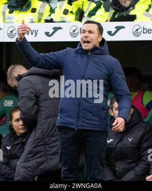 Édimbourg, Royaume-Uni. 02 mars 2024. Scottish Premiership - Hibernian FC contre Ross County FC 02/03/2024 le manager du comté de Ross, Don Cowie, prend le rôle d'Hibernian contre Ross County en Scottish Premiership au Easter Road Stadium, Édimbourg, Royaume-Uni crédit : Ian Jacobs/Alamy Live News Banque D'Images