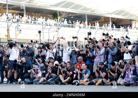 Photographes lors du Grand Prix de formule 1 Gulf Air Bahrain 2024, 1er tour du Championnat du monde FIA de formule 1 2024 du 29 février au 2 mars 2024 sur le circuit International de Bahreïn, à Sakhir, Bahreïn - photo DPPI Banque D'Images