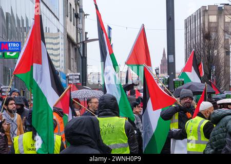 marche pro Palestine, Birmingham, 02/03/24 Banque D'Images