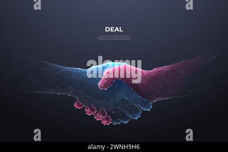 Concept de partenariat numérique abstrait. La poignée de main se compose de polygones Illustration de Vecteur