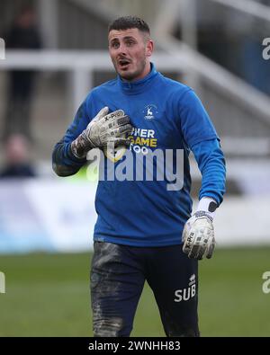 Pete Jameson de Hartlepool United se réchauffe lors du match de la Ligue nationale Vanarama entre Hartlepool United et Barnet au Victoria Park, Hartlepool, samedi 2 mars 2024. (Photo : Mark Fletcher | mi News) crédit : MI News & Sport /Alamy Live News Banque D'Images