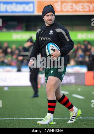 Galway, Irlande. 2 mars 2024. Caolin Blade avant le match de la 11e ronde du BKT United Rugby Championship entre Connacht et Scarlets au stade Dexcom de Galway crédit : Don Soules/Alamy Live News Banque D'Images