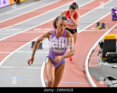 Glasgow, Écosse, Royaume-Uni. 02 mars 2024. Laviai NIELSEN (GBR) dans la finale du 400m femme lors des Championnats du monde d'athlétisme en salle à l'Emirates Arena, Glasgow, Écosse, Royaume-Uni. Crédit : LFP/Alamy Live News Banque D'Images