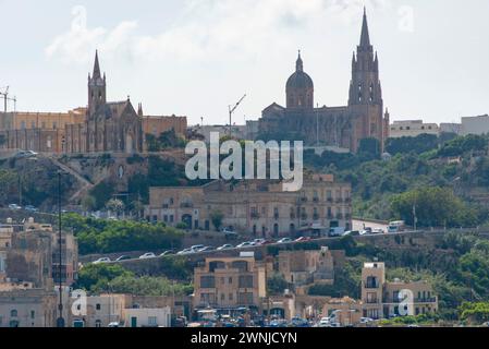 Ville de Ghajnsielem sur l'île de Gozo - Malte Banque D'Images