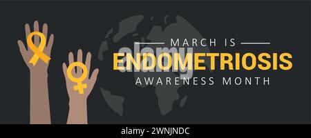 Mois national de sensibilisation à l'endométriose mars INFO illustration vectorielle graphique Illustration de Vecteur