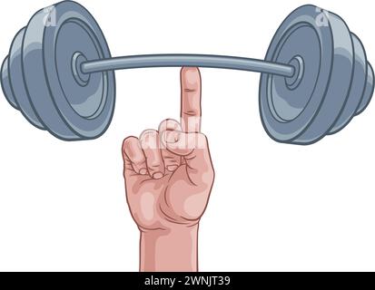 Poids levage main doigt tenant Barbell concept Illustration de Vecteur