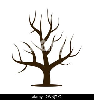Arbre sans feuilles. Illustration vectorielle isolée sur un fond blanc Illustration de Vecteur