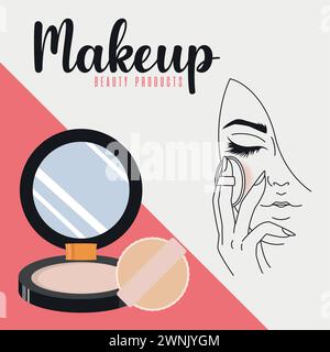 Poudre de visage d'affiche de maquillage vecteur Illustration de Vecteur