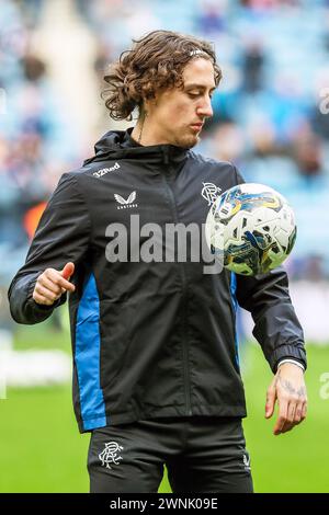 FABIO Silva, footballeur professionnel, jouant pour le Rangers FC. Image prise lors d'une séance d'entraînement et d'échauffement au stade Ibrox, Glasgow, Banque D'Images