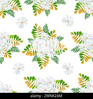 Motif floral sans couture avec bouquets de marguerites illustration vectorielle Illustration de Vecteur