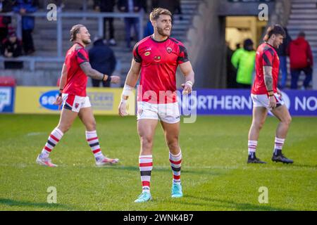 Salford Red Devils vs Hull KR, samedi 2 mars 2024. Stade communautaire de Salford. Crédit : James Giblin/Alamy Live News Banque D'Images