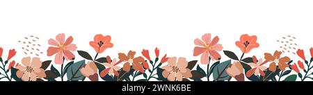 Bordure de printemps, bannière avec vecteur de fleurs en fleurs Illustration de Vecteur