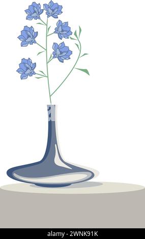 Vase avec des fleurs sur une illustration vectorielle de table Illustration de Vecteur
