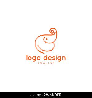 B logo éléphant. Logo Elephant Line Illustration de Vecteur